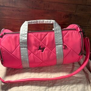 lug Quilted Hot Pink Travel Duffel with Silver Straps